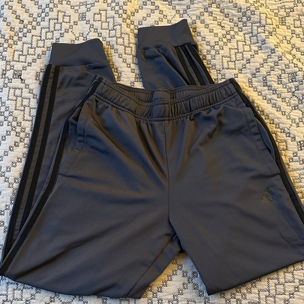 Adidas Charcoal Joggers with Black Stripes